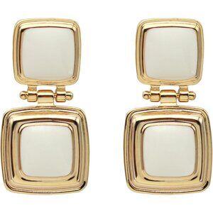 Cream Cute Gold Geometric Statement Jewelry Dangle Drop Earrings for Women
